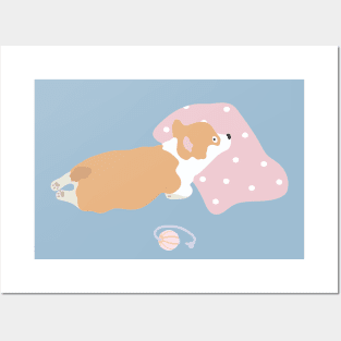 Classic corgi day – find soft pillow and nap away Posters and Art